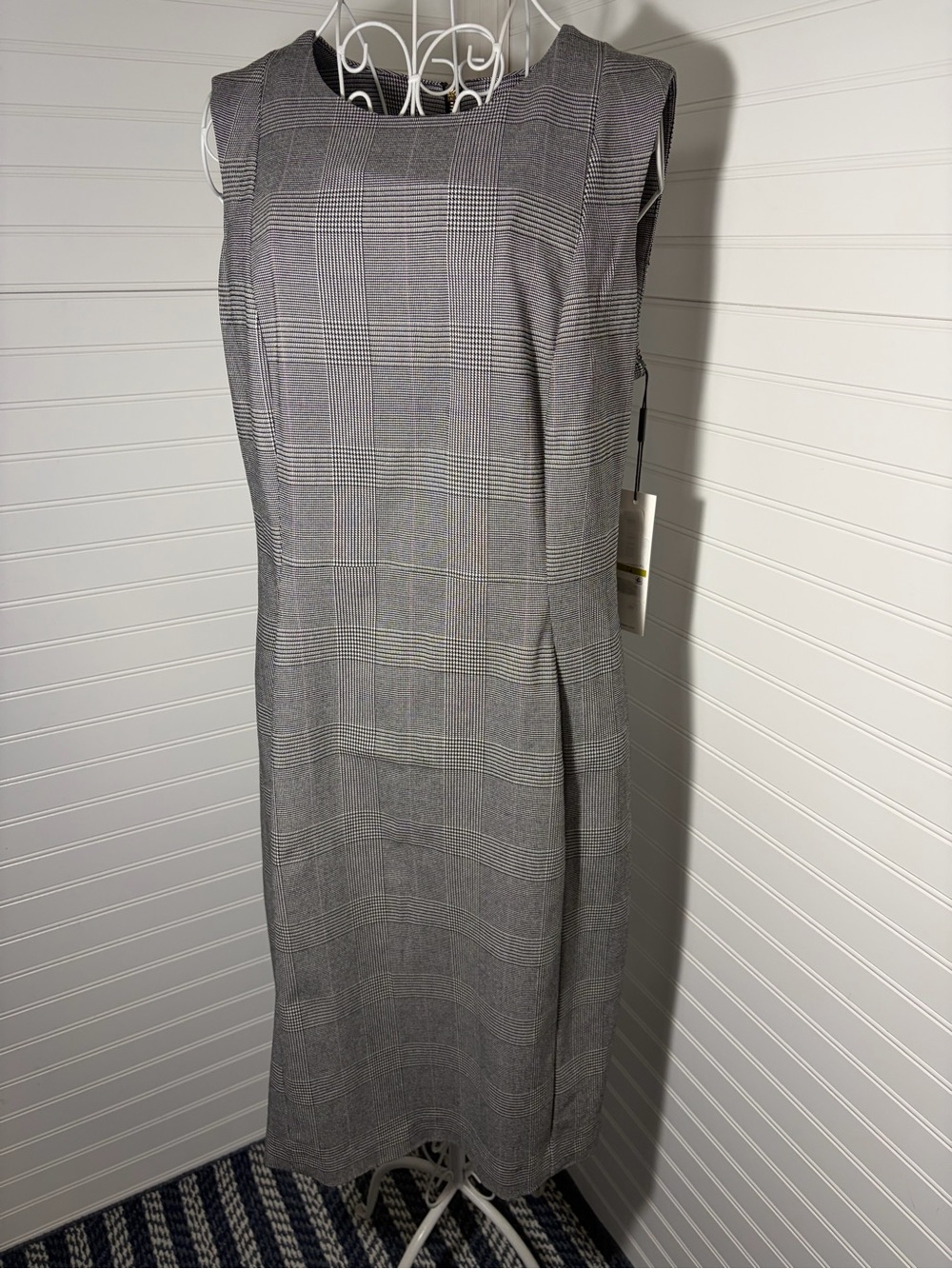 Calvin Klein Black and White Plaid Sheath Dress